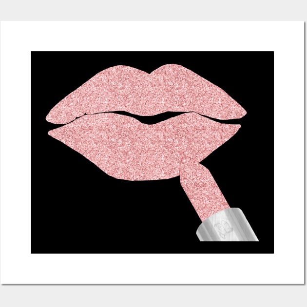 Pink Lipstick Kiss II Wall Art by LittleBean